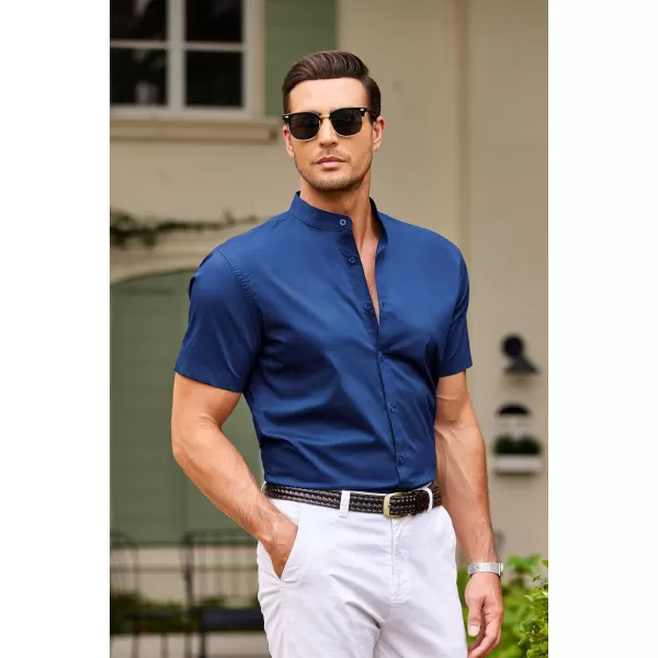 COOFANDY Muscle Fit Dress Shirts for Men Banded Collar Casual Button Down Shirts