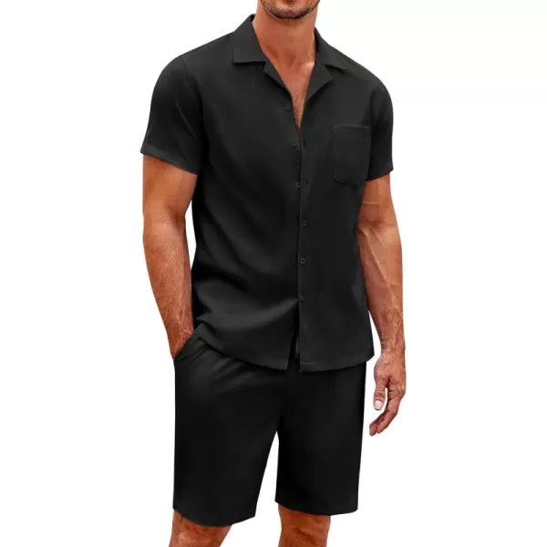 COOFANDY Men's 2 Pieces Casual Beach Outfits Short Sleeve Button Down Shirts Summer Short Set