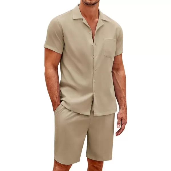 COOFANDY Men's 2 Pieces Casual Beach Outfits Short Sleeve Button Down Shirts Summer Short Set