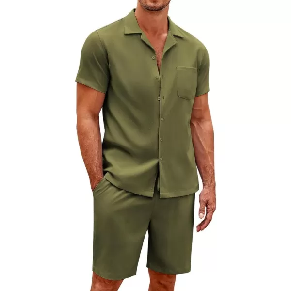 COOFANDY Men's 2 Pieces Casual Beach Outfits Short Sleeve Button Down Shirts Summer Short Set