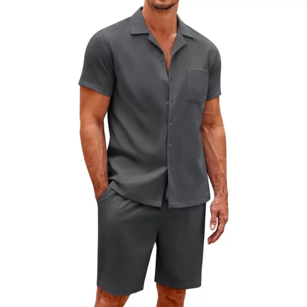 COOFANDY Men's 2 Pieces Casual Beach Outfits Short Sleeve Button Down Shirts Summer Short Set