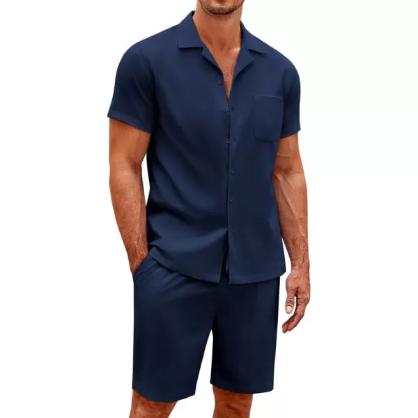 COOFANDY Men's 2 Pieces Casual Beach Outfits Short Sleeve Button Down Shirts Summer Short Set
