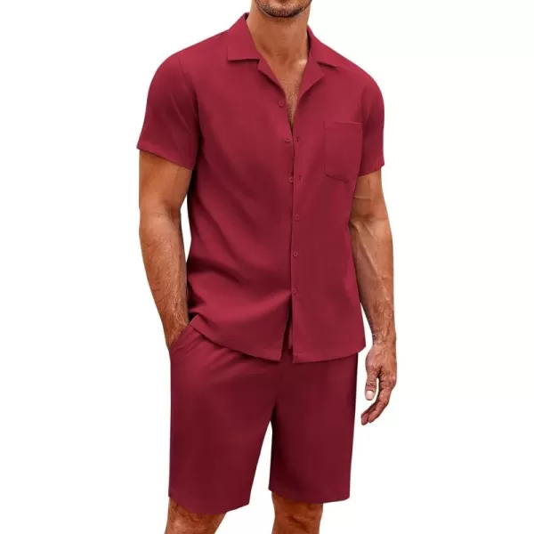 COOFANDY Men's 2 Pieces Casual Beach Outfits Short Sleeve Button Down Shirts Summer Short Set