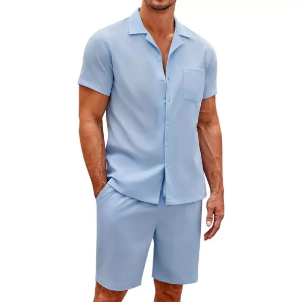 COOFANDY Men's 2 Pieces Casual Beach Outfits Short Sleeve Button Down Shirts Summer Short Set