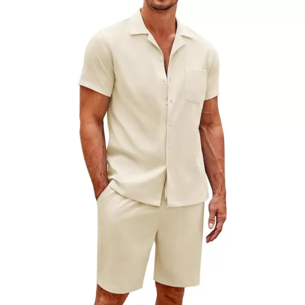 COOFANDY Men's 2 Pieces Casual Beach Outfits Short Sleeve Button Down Shirts Summer Short Set