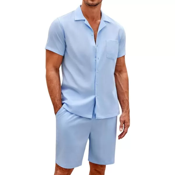 COOFANDY Men's 2 Pieces Casual Beach Outfits Short Sleeve Button Down Shirts Summer Short Set