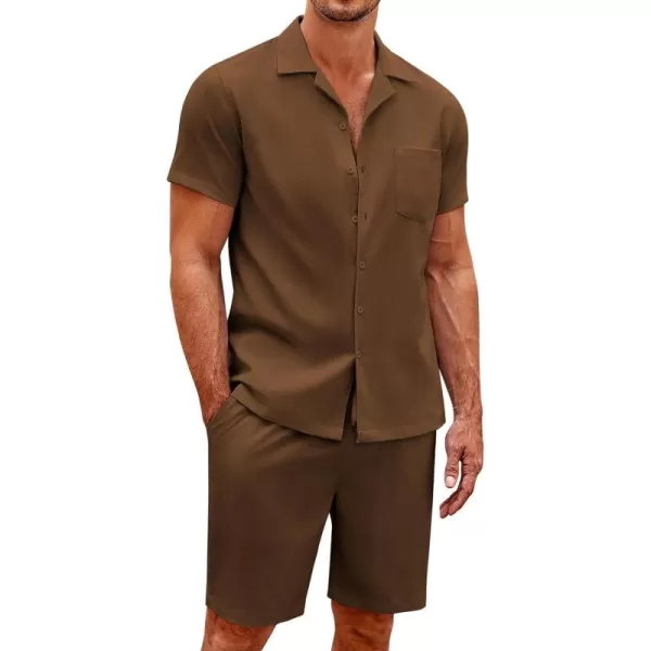 COOFANDY Men's 2 Pieces Casual Beach Outfits Short Sleeve Button Down Shirts Summer Short Set