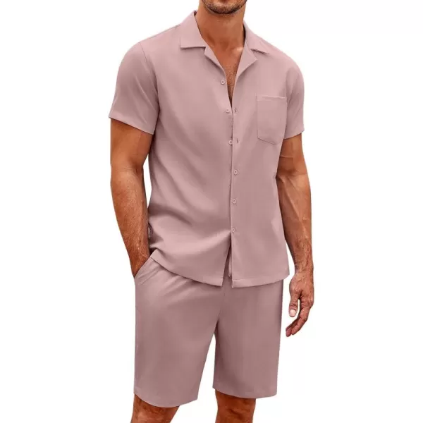 COOFANDY Men's 2 Pieces Casual Beach Outfits Short Sleeve Button Down Shirts Summer Short Set