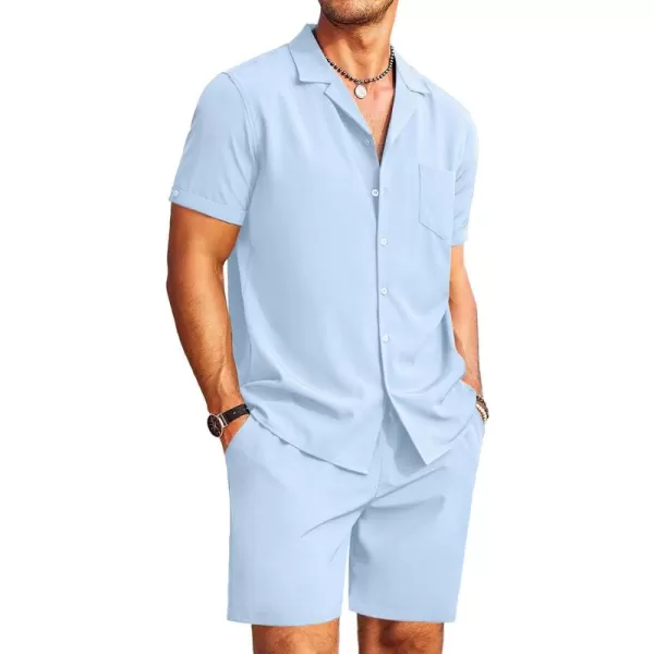 COOFANDY Men's 2 Pieces Shirt Set Short Sleeve Button Down Casual Hippie Holiday Beach T-Shirts Shorts Outfits