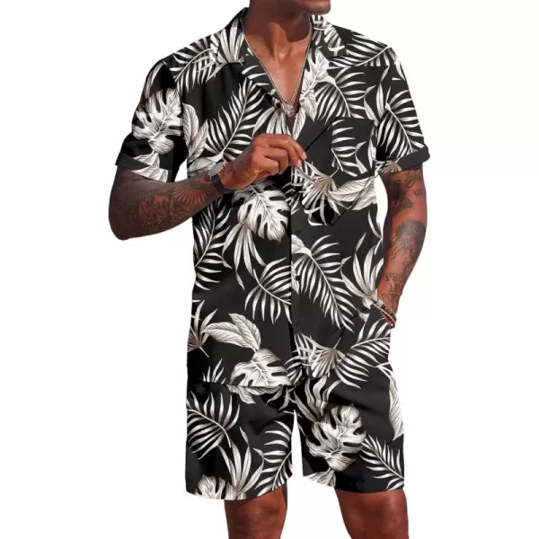 COOFANDY Men's 2 Pieces Shirt Set Short Sleeve Button Down Casual Hippie Holiday Beach T-Shirts Shorts Outfits