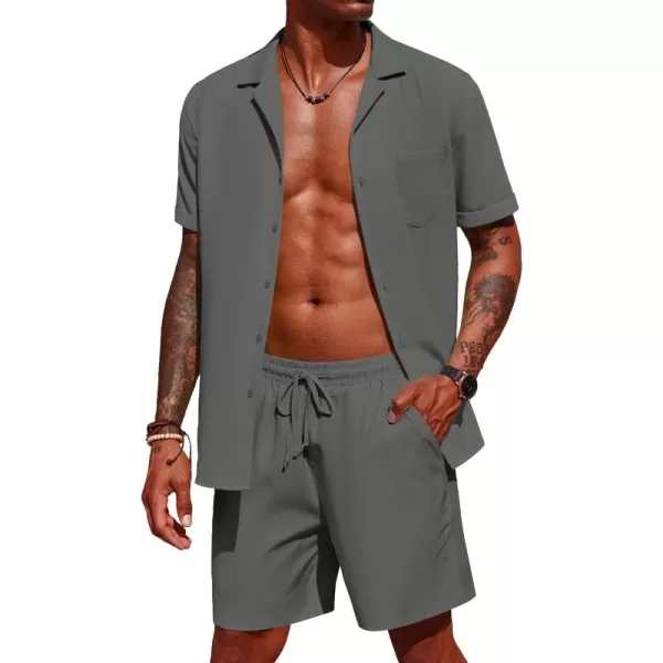 COOFANDY Men's 2 Pieces Shirt Set Short Sleeve Button Down Casual Hippie Holiday Beach T-Shirts Shorts Outfits