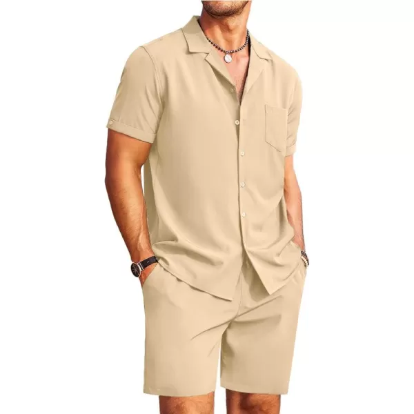 COOFANDY Men's 2 Pieces Shirt Set Short Sleeve Button Down Casual Hippie Holiday Beach T-Shirts Shorts Outfits
