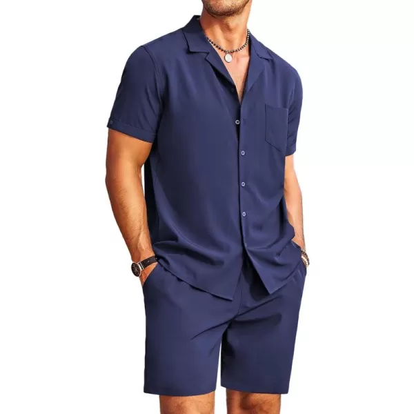 COOFANDY Men's 2 Pieces Shirt Set Short Sleeve Button Down Casual Hippie Holiday Beach T-Shirts Shorts Outfits
