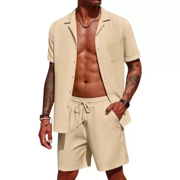 COOFANDY Men's 2 Pieces Shirt Set Short Sleeve Button Down Casual Hippie Holiday Beach T-Shirts Shorts Outfits