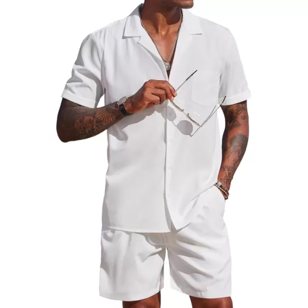 COOFANDY Men's 2 Pieces Shirt Set Short Sleeve Button Down Casual Hippie Holiday Beach T-Shirts Shorts Outfits