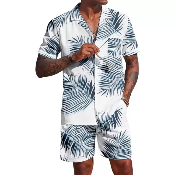 COOFANDY Men's 2 Pieces Shirt Set Short Sleeve Button Down Casual Hippie Holiday Beach T-Shirts Shorts Outfits