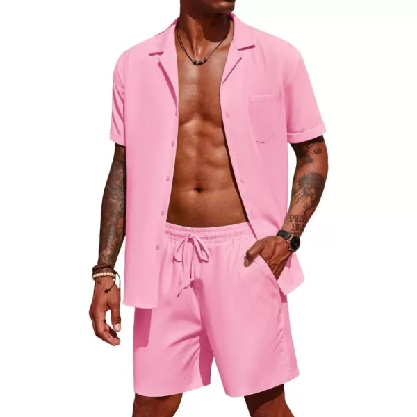 COOFANDY Men's 2 Pieces Shirt Set Short Sleeve Button Down Casual Hippie Holiday Beach T-Shirts Shorts Outfits