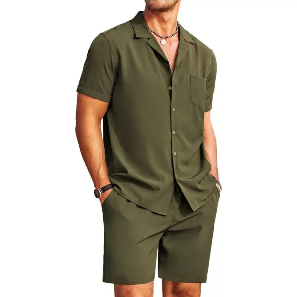 COOFANDY Men's 2 Pieces Shirt Set Short Sleeve Button Down Casual Hippie Holiday Beach T-Shirts Shorts Outfits