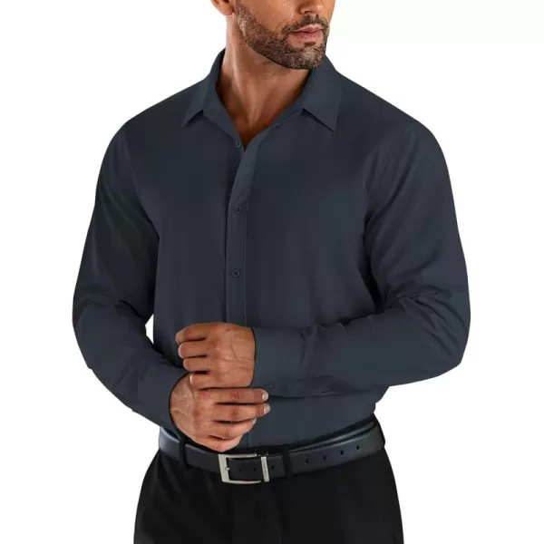 COOFANDY Men's Business Dress Shirts Wrinkle Free Long Sleeve Regular Fit Dress Shirt Textured Casual Button Down Shirts
