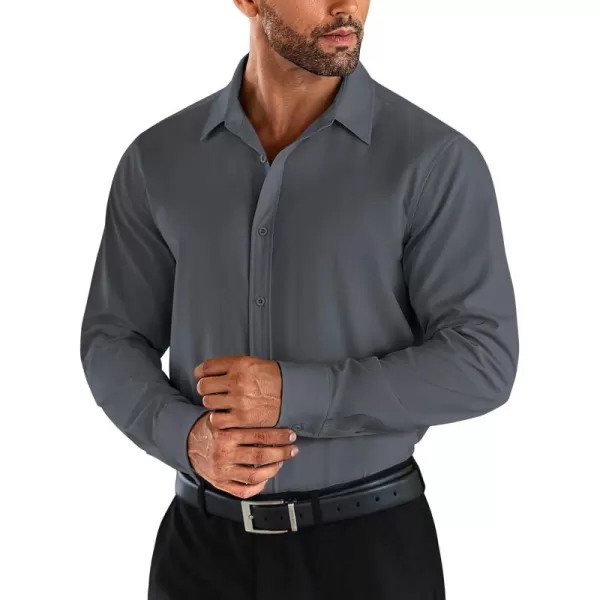 COOFANDY Men's Business Dress Shirts Wrinkle Free Long Sleeve Regular Fit Dress Shirt Textured Casual Button Down Shirts