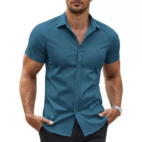 COOFANDY Men's Button Down Shirt Short Sleeve Casual Shirt for Men Summer Business Casual Dress Shirt
