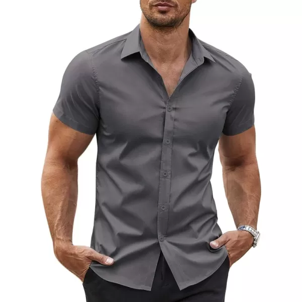COOFANDY Men's Button Down Shirt Short Sleeve Casual Shirt for Men Summer Business Casual Dress Shirt