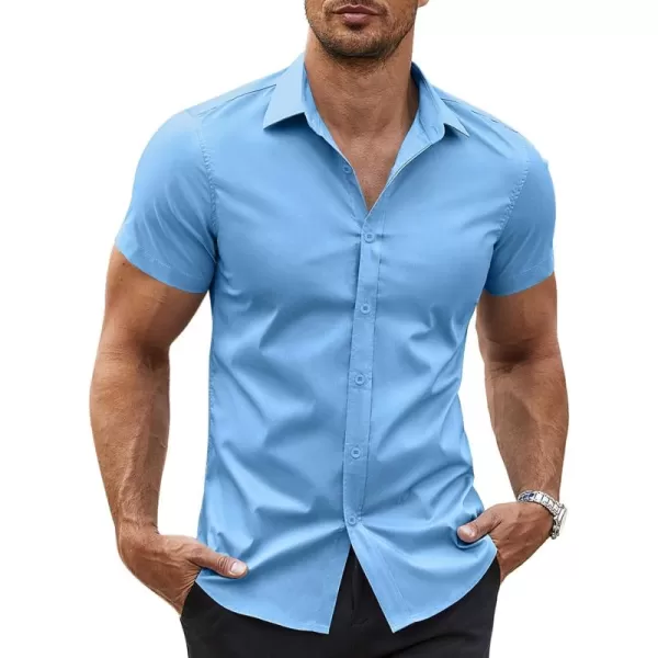 COOFANDY Men's Button Down Shirt Short Sleeve Casual Shirt for Men Summer Business Casual Dress Shirt