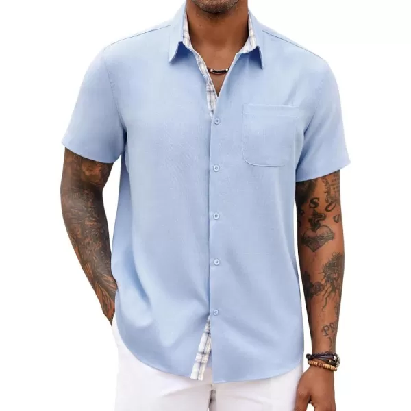 COOFANDY Men's Button Down Shirts Short Sleeve Casual Shirts Summer Beach Shirts Vacation Wedding Shirts with Pocket