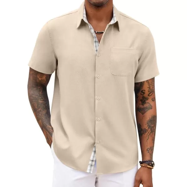 COOFANDY Men's Button Down Shirts Short Sleeve Casual Shirts Summer Beach Shirts Vacation Wedding Shirts with Pocket