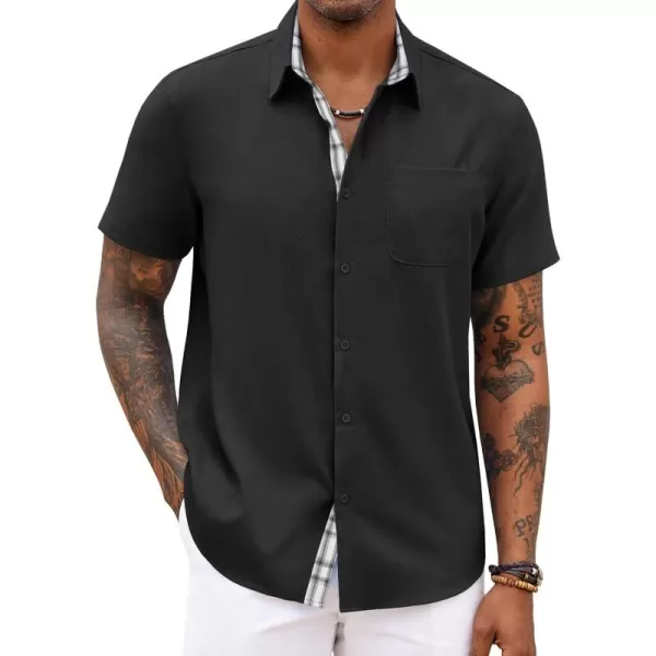 COOFANDY Men's Button Down Shirts Short Sleeve Casual Shirts Summer Beach Shirts Vacation Wedding Shirts with Pocket