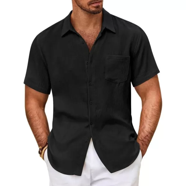 COOFANDY Mens Button Down Short Sleeve Shirt Casual Shirts Summer Beach Textured Shirts with Pocket