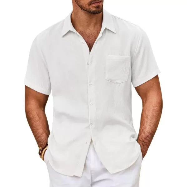 COOFANDY Mens Button Down Short Sleeve Shirt Casual Shirts Summer Beach Textured Shirts with Pocket