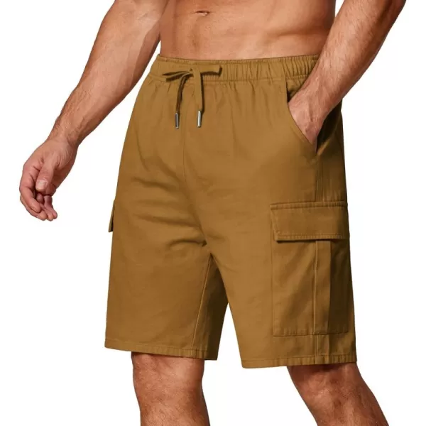 COOFANDY Men's Cargo Shorts Elastic Waist Relaxed Fit Cotton Casual Outdoor Lightweight Work Shorts with Multi Pockets