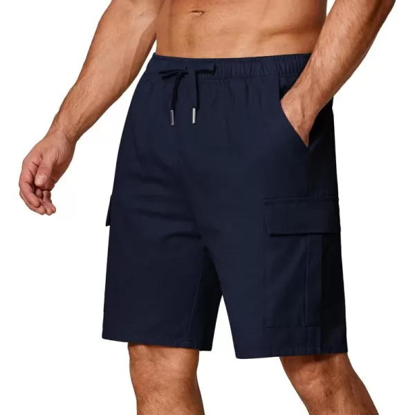 COOFANDY Men's Cargo Shorts Elastic Waist Relaxed Fit Cotton Casual Outdoor Lightweight Work Shorts with Multi Pockets