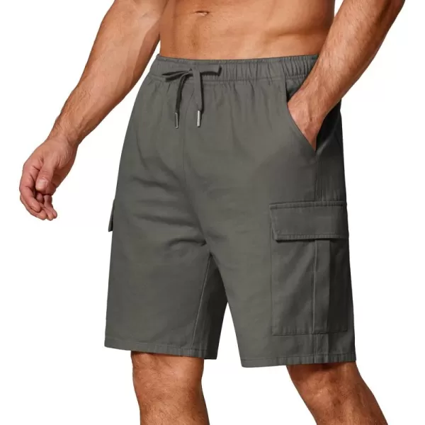 COOFANDY Men's Cargo Shorts Elastic Waist Relaxed Fit Cotton Casual Outdoor Lightweight Work Shorts with Multi Pockets