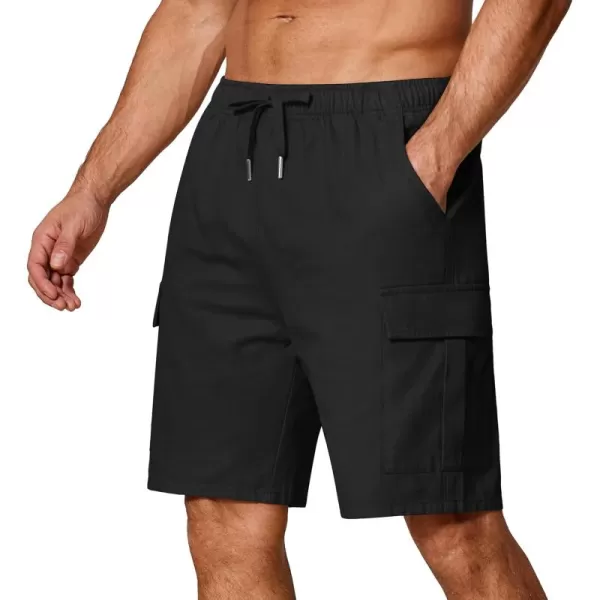 COOFANDY Men's Cargo Shorts Elastic Waist Relaxed Fit Cotton Casual Outdoor Lightweight Work Shorts with Multi Pockets
