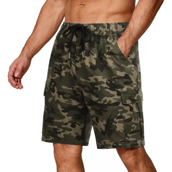 COOFANDY Men's Cargo Shorts Elastic Waist Relaxed Fit Cotton Casual Outdoor Lightweight Work Shorts with Multi Pockets