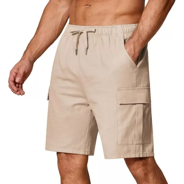 COOFANDY Men's Cargo Shorts Elastic Waist Relaxed Fit Cotton Casual Outdoor Lightweight Work Shorts with Multi Pockets