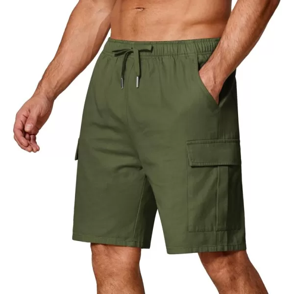 COOFANDY Men's Cargo Shorts Elastic Waist Relaxed Fit Cotton Casual Outdoor Lightweight Work Shorts with Multi Pockets