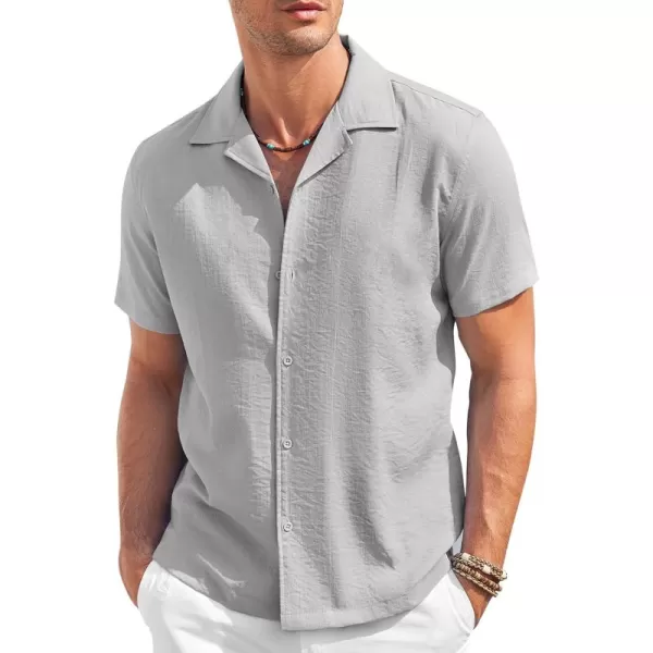 COOFANDY Men's Casual Button Down Shirt Short Sleeve Textured Summer Cuban Beach Shirts