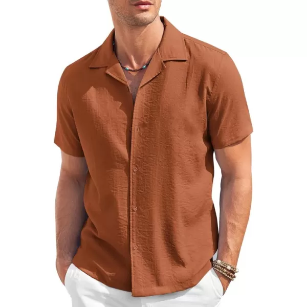 COOFANDY Men's Casual Button Down Shirt Short Sleeve Textured Summer Cuban Beach Shirts