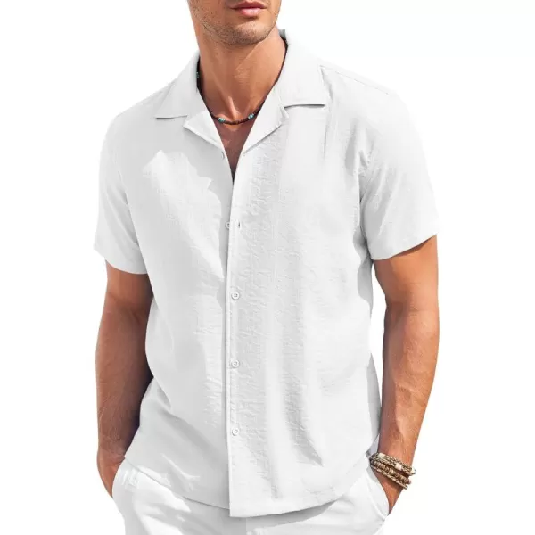 COOFANDY Men's Casual Button Down Shirt Short Sleeve Textured Summer Cuban Beach Shirts
