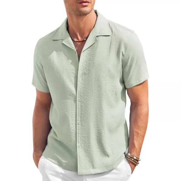 COOFANDY Men's Casual Button Down Shirt Short Sleeve Textured Summer Cuban Beach Shirts
