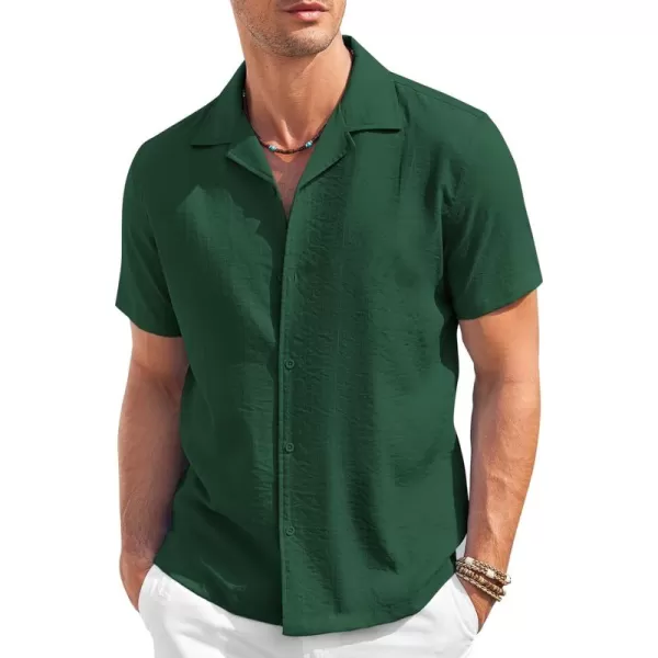 COOFANDY Men's Casual Button Down Shirt Short Sleeve Textured Summer Cuban Beach Shirts