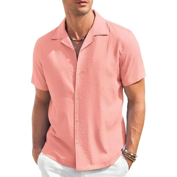 COOFANDY Men's Casual Button Down Shirt Short Sleeve Textured Summer Cuban Beach Shirts