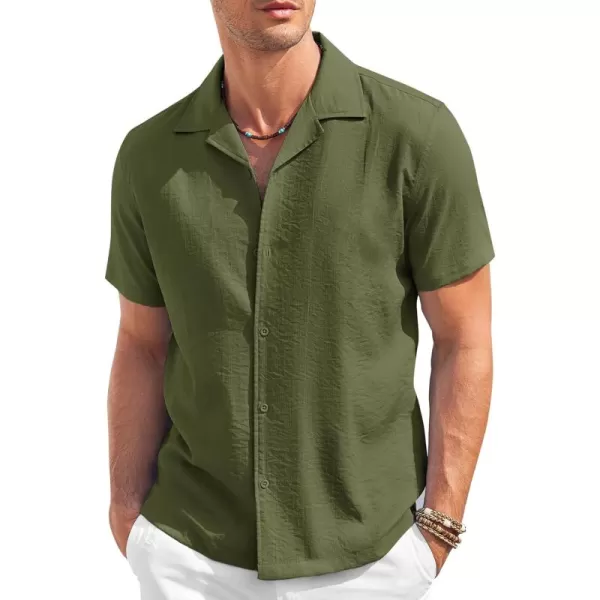 COOFANDY Men's Casual Button Down Shirt Short Sleeve Textured Summer Cuban Beach Shirts