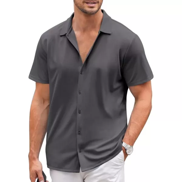 COOFANDY Mens Casual Button Down Shirt Short Sleeve Wrinkle Free Shirts Summer Shirt