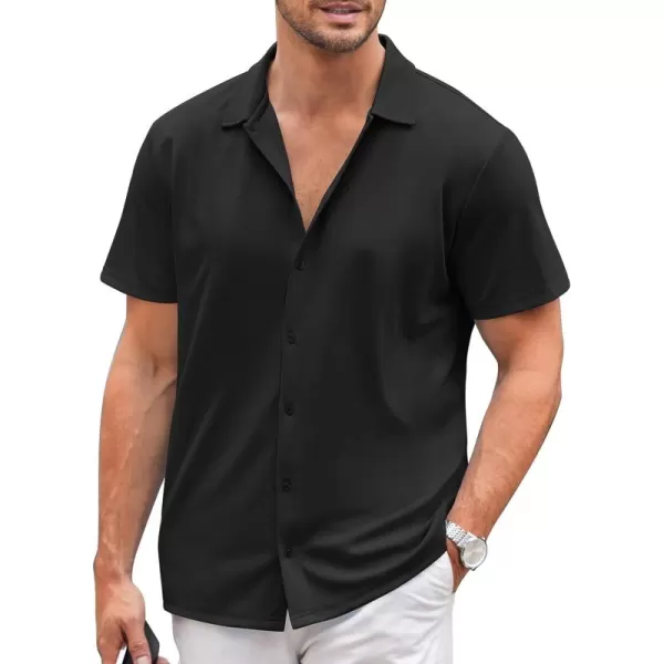 COOFANDY Mens Casual Button Down Shirt Short Sleeve Wrinkle Free Shirts Summer Shirt