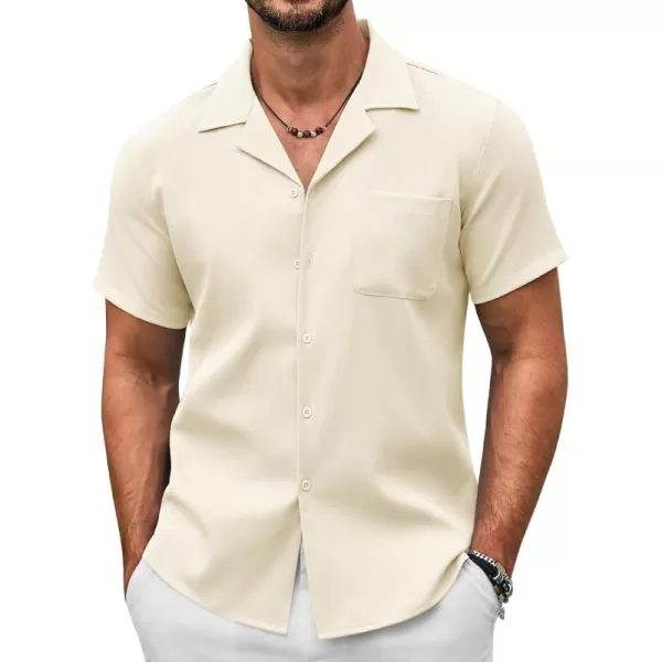 COOFANDY Men's Casual Button Down Shirts Short Sleeve Summer Beach Shirt Fashion Textured Shirts with Pocket