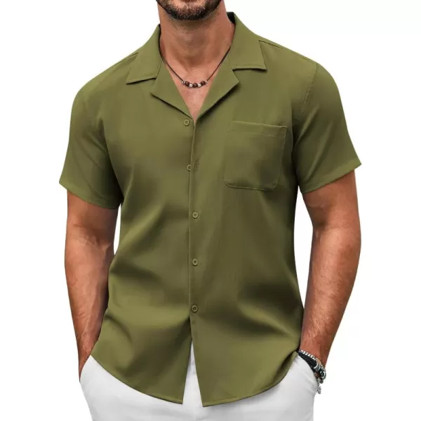 COOFANDY Men's Casual Button Down Shirts Short Sleeve Summer Beach Shirt Fashion Textured Shirts with Pocket